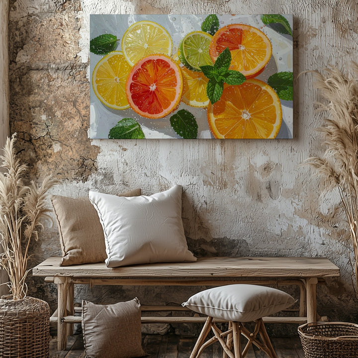 Citrus Splash Canvas – Photorealistic Fresh Fruit Art - Gifitto