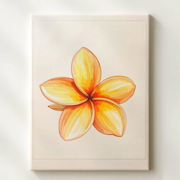 Minimalist Plumeria Watercolor Canvas – Elegant Tropical Floral Art - Gifitto