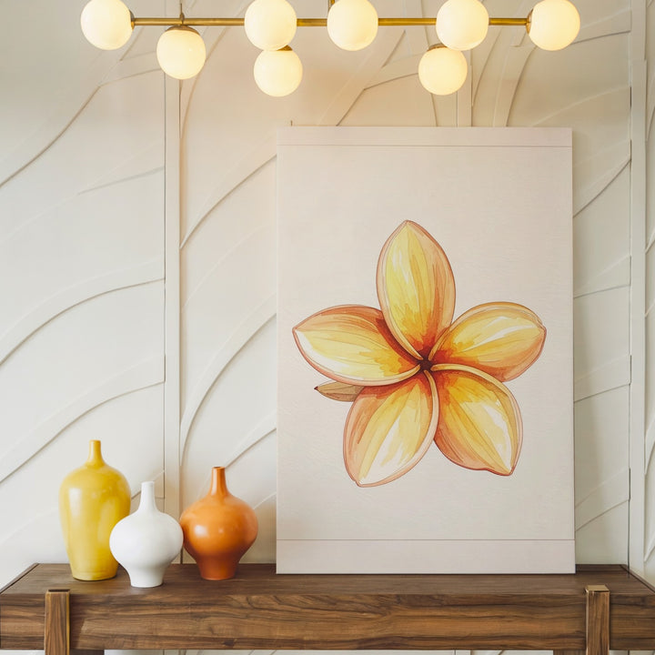 Minimalist Plumeria Watercolor Canvas – Elegant Tropical Floral Art - Gifitto
