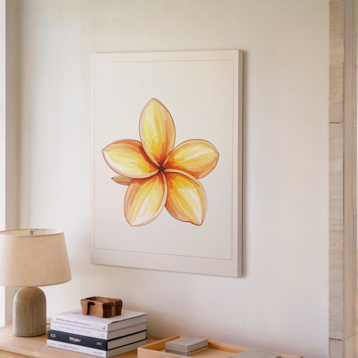 Minimalist Plumeria Watercolor Canvas – Elegant Tropical Floral Art - Gifitto