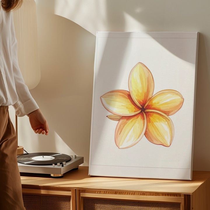 Minimalist Plumeria Watercolor Canvas – Elegant Tropical Floral Art - Gifitto