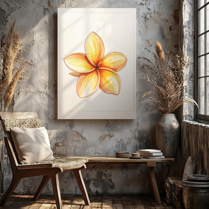 Minimalist Plumeria Watercolor Canvas – Elegant Tropical Floral Art - Gifitto
