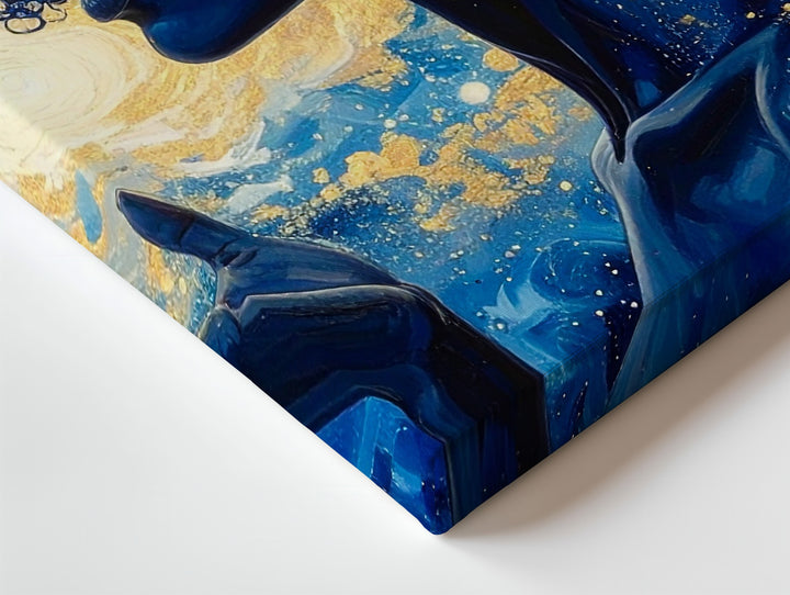 Celestial Muse Canvas – Galaxy-Haired Woman Portrait in Cosmic Blues & Golds - Gifitto