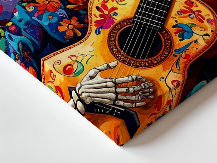 Day of the Dead Celebration Canvas – Vibrant Skeleton with Sombrero and Guitar - Gifitto