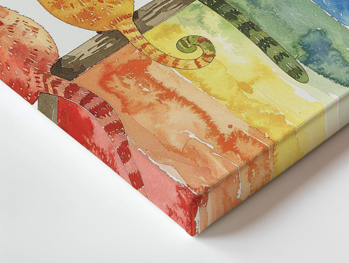 Rainbow Cats in a Row Canvas – Colorful Minimalist Feline Wall Art - Gifitto