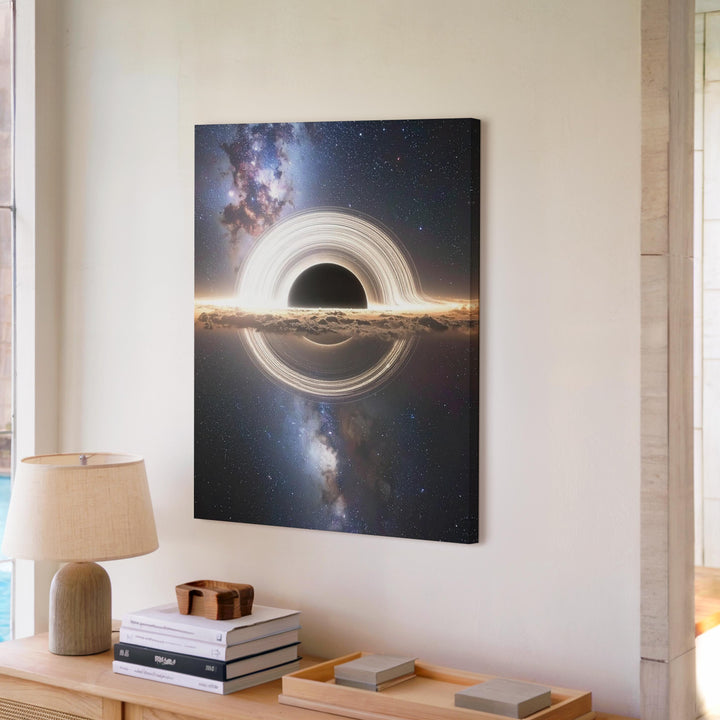 Black Hole Canvas – Cosmic Scene with Gravitational Pull and Glowing Ring - Gifitto