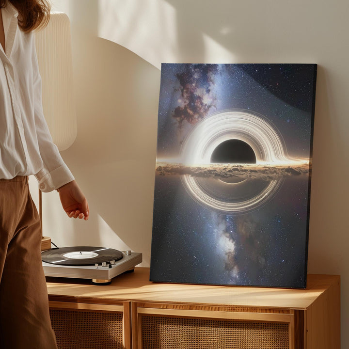 Black Hole Canvas – Cosmic Scene with Gravitational Pull and Glowing Ring - Gifitto