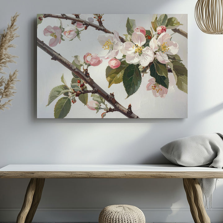 Delicate Flowering Branch Canvas – Minimalist Botanical Art - Gifitto
