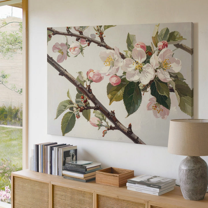 Delicate Flowering Branch Canvas – Minimalist Botanical Art - Gifitto