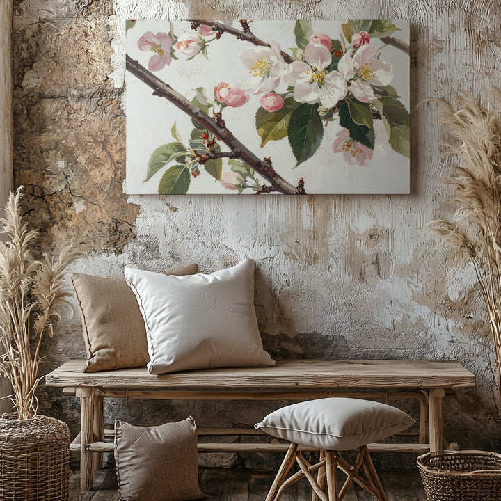 Delicate Flowering Branch Canvas – Minimalist Botanical Art - Gifitto