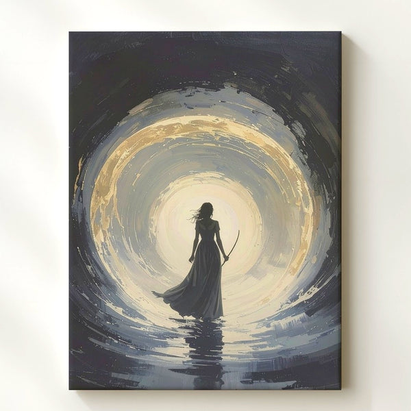 Portal of Light Canvas – Cloaked Figure at Mystical Gateway Wall Art - Gifitto