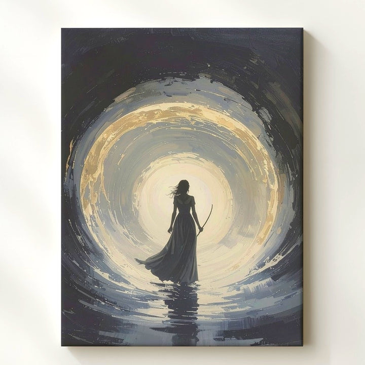Portal of Light Canvas – Cloaked Figure at Mystical Gateway Wall Art - Gifitto