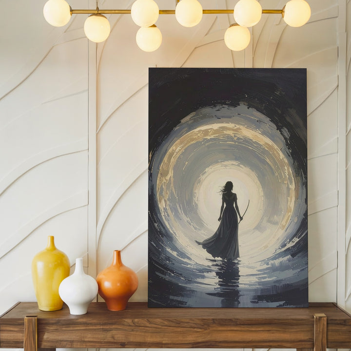 Portal of Light Canvas – Cloaked Figure at Mystical Gateway Wall Art - Gifitto