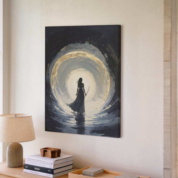 Portal of Light Canvas – Cloaked Figure at Mystical Gateway Wall Art - Gifitto