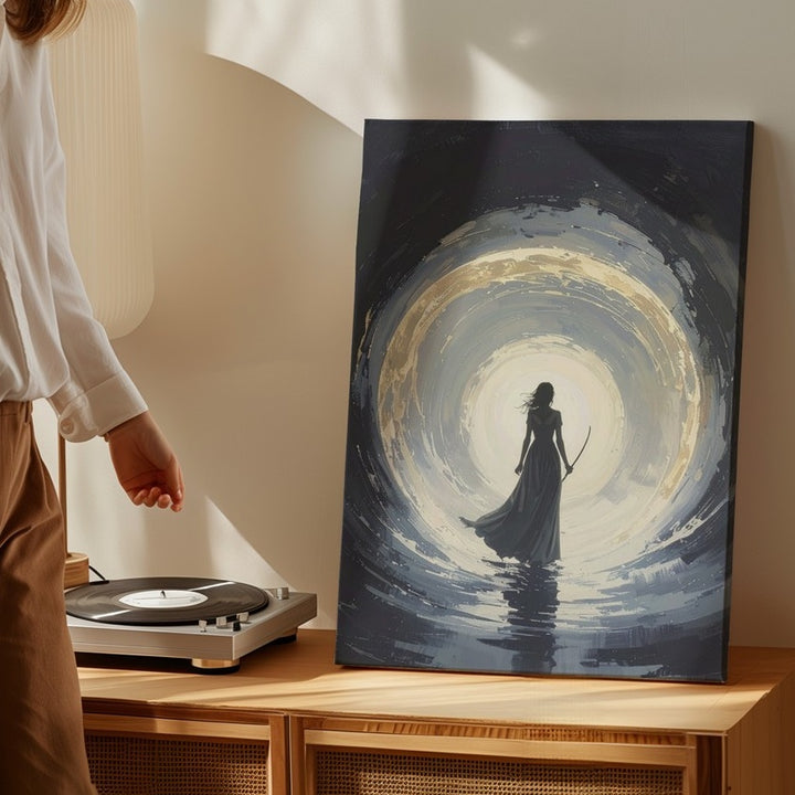 Portal of Light Canvas – Cloaked Figure at Mystical Gateway Wall Art - Gifitto