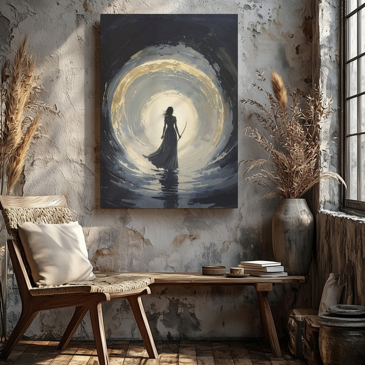 Portal of Light Canvas – Cloaked Figure at Mystical Gateway Wall Art - Gifitto