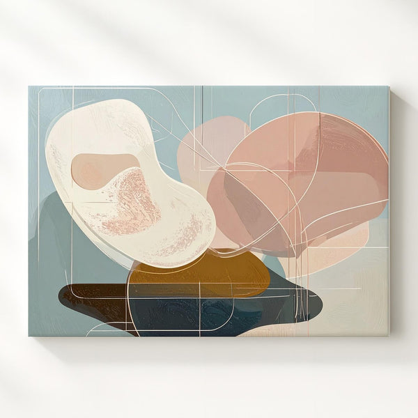 Pastel Flow Abstract Canvas – Soft Organic Shapes on Pale Blue - Gifitto