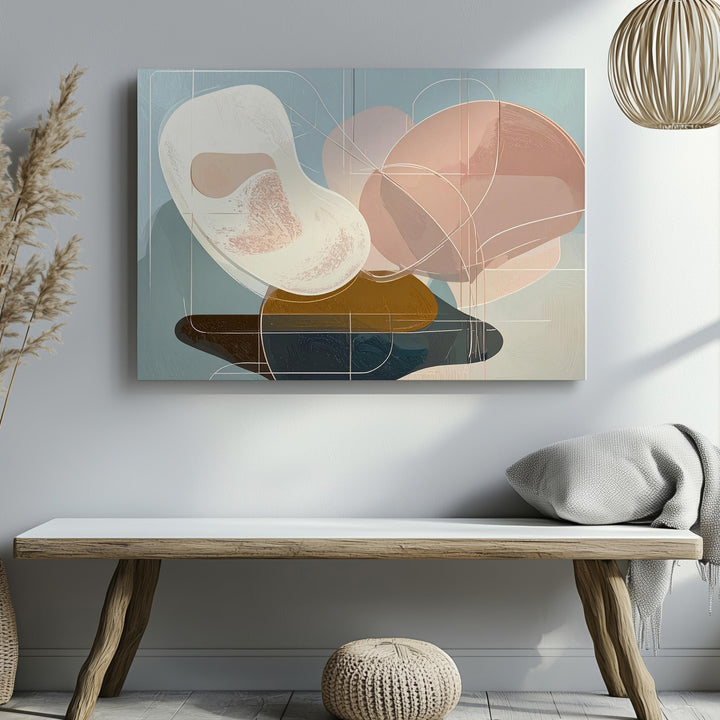 Pastel Flow Abstract Canvas – Soft Organic Shapes on Pale Blue - Gifitto