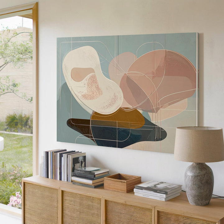 Pastel Flow Abstract Canvas – Soft Organic Shapes on Pale Blue - Gifitto