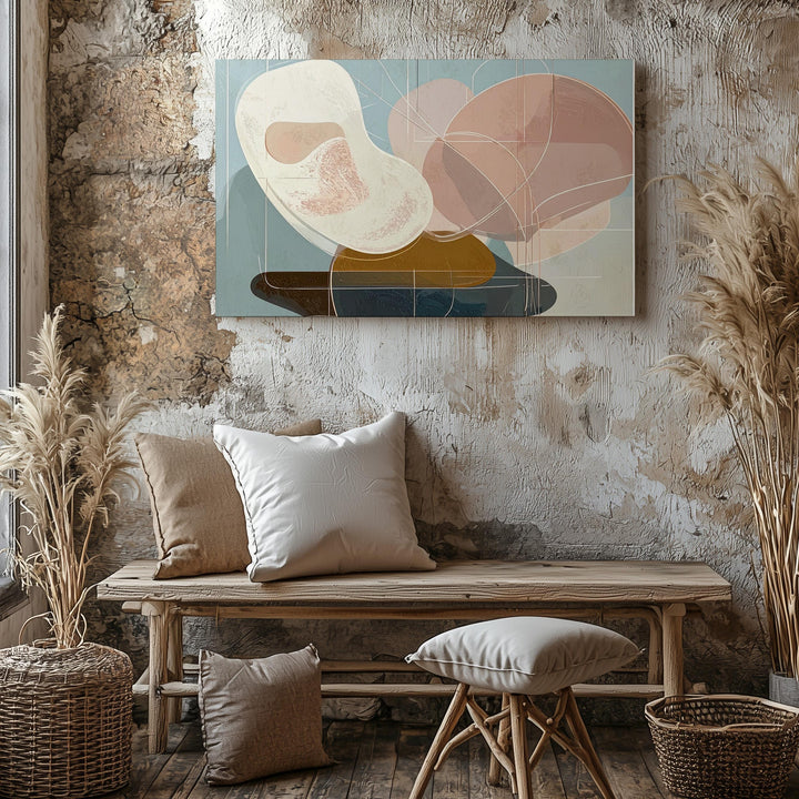 Pastel Flow Abstract Canvas – Soft Organic Shapes on Pale Blue - Gifitto