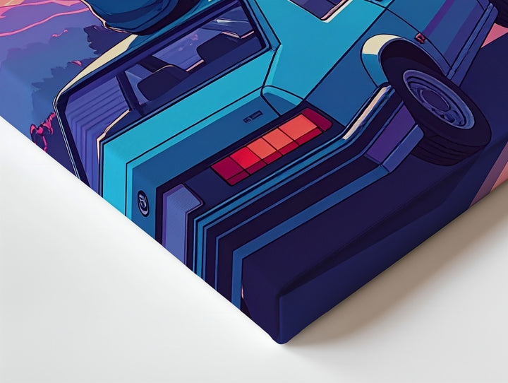 Vaporwave Sunset Canvas – Retro-Futuristic Car & Solitude Scene - Gifitto