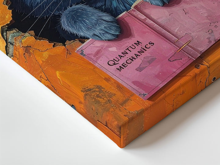 Quantum Cat Canvas – Surreal Curious Feline with Book Wall Art - Gifitto