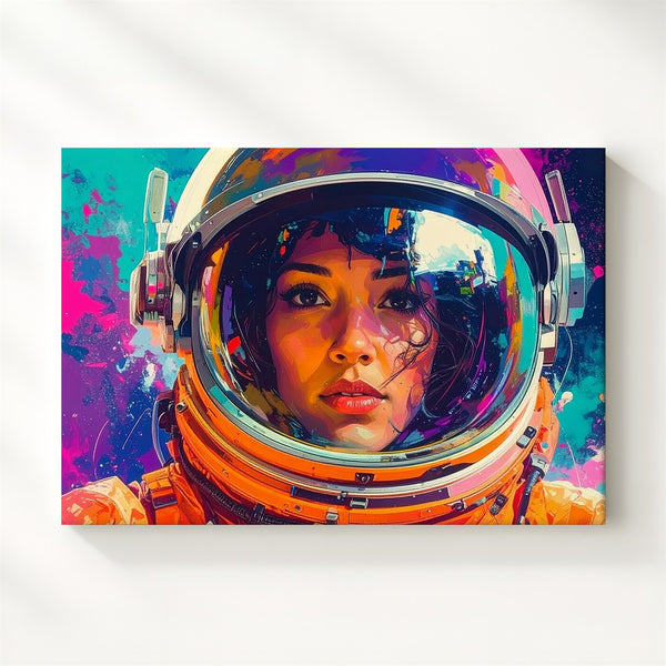 Urban Voyager Canvas – Stylized Astronaut Art in Retro Sci-Fi Colors - Gifitto