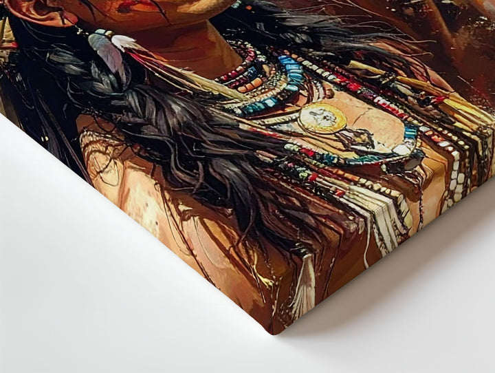 Native American Man and Horse Canvas – Bold Equestrian Cultural Art - Gifitto