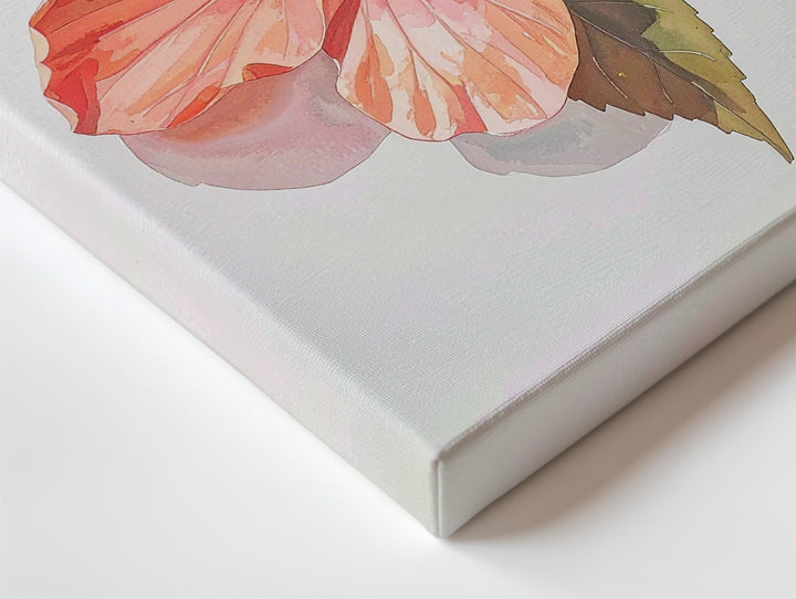 Tropical Hibiscus Watercolor Canvas – Warm Coral Floral Art - Gifitto