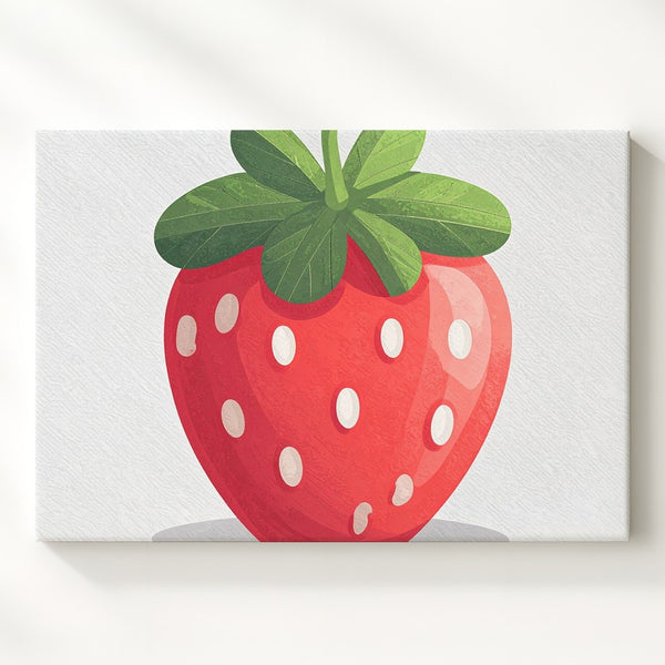 Cheerful Strawberry Canvas – Minimalist Digital Fruit Art - Gifitto