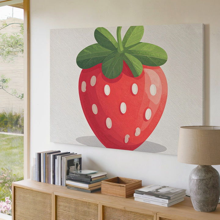 Cheerful Strawberry Canvas – Minimalist Digital Fruit Art - Gifitto
