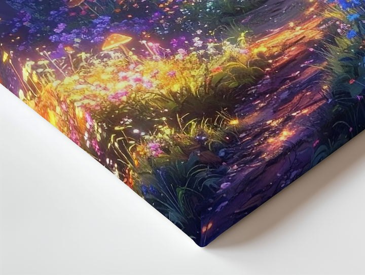 Enchanted Fantasy Forest Canvas – Magical Pathway with Glowing Flowers and Mushrooms - Gifitto