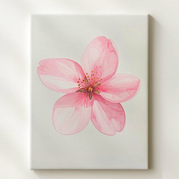 Soft Pink Flower Watercolor Canvas – Delicate Botanical Art - Gifitto