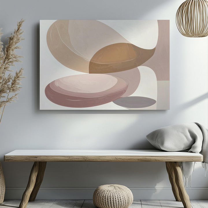 Soft Form Harmony Canvas – Minimalist Abstract Shapes in Blush & Tan - Gifitto