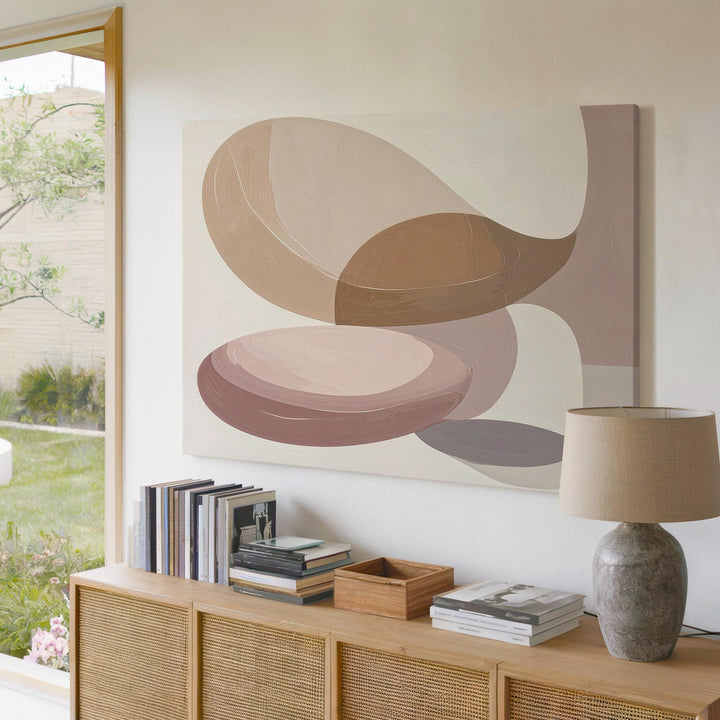 Soft Form Harmony Canvas – Minimalist Abstract Shapes in Blush & Tan - Gifitto