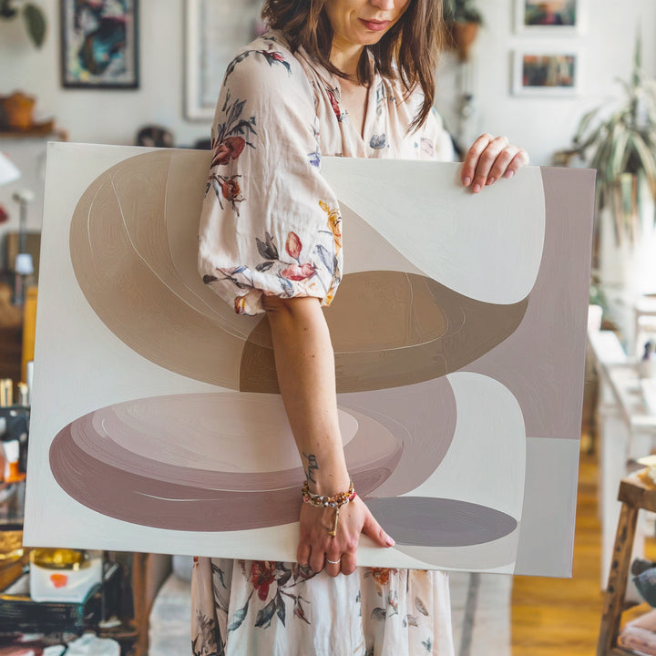 Soft Form Harmony Canvas – Minimalist Abstract Shapes in Blush & Tan - Gifitto