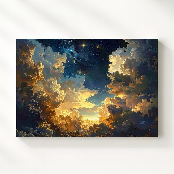 Vibrant Astronaut Canvas – Abstract Retro Sci-Fi Cityscape Portrait - Gifitto