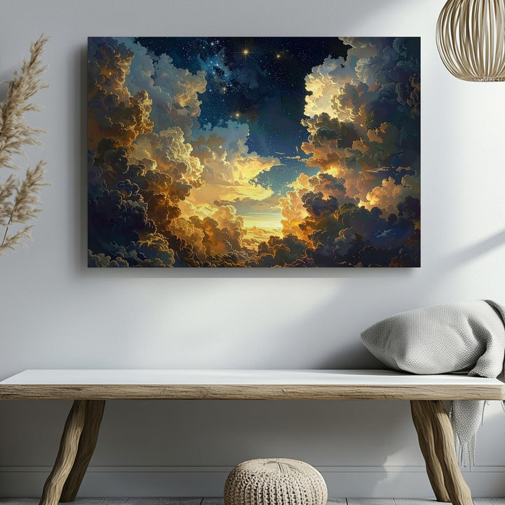 Vibrant Astronaut Canvas – Abstract Retro Sci-Fi Cityscape Portrait - Gifitto