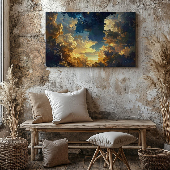 Vibrant Astronaut Canvas – Abstract Retro Sci-Fi Cityscape Portrait - Gifitto