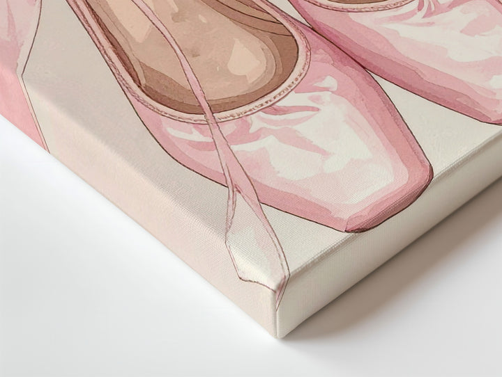 Pink Ballet Shoes Canvas – Elegant Watercolor Dance Wall Art - Gifitto