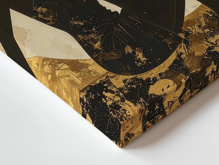 Moonlit Grace Canvas – Feminine Silhouette on Golden Crescent Wall Art - Gifitto