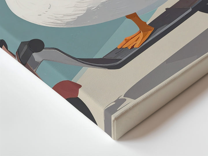 Whimsical Goose on Scooter Canvas – Playful Kids Wall Art - Gifitto