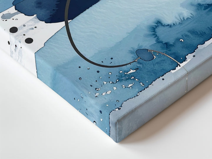 Blue & Gray Watercolor Abstract Canvas – Modern Fluid Geometric Art - Gifitto