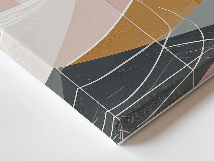 Pastel Contour Flow Canvas – Minimalist Abstract in Soft Taupe & Pink - Gifitto