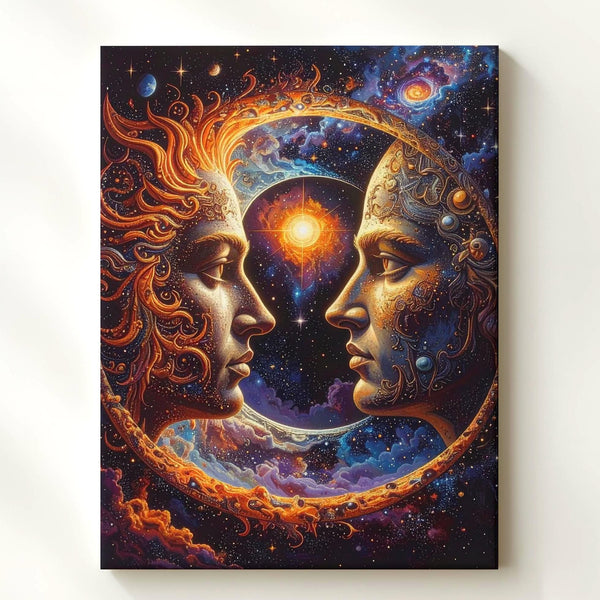 Cosmic Faces Canvas – Surreal Connection in Universe of Stars and Nebulae - Gifitto