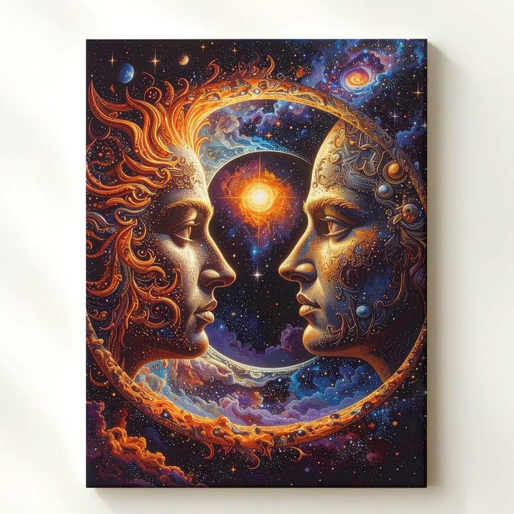 Cosmic Faces Canvas – Surreal Connection in Universe of Stars and Nebulae - Gifitto