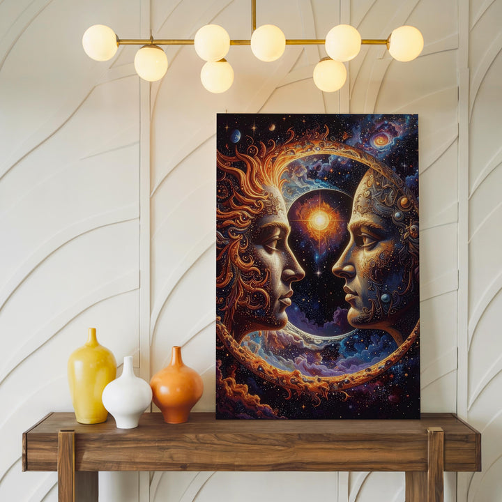 Cosmic Faces Canvas – Surreal Connection in Universe of Stars and Nebulae - Gifitto