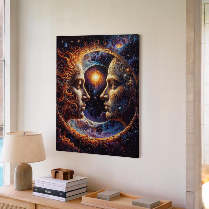Cosmic Faces Canvas – Surreal Connection in Universe of Stars and Nebulae - Gifitto