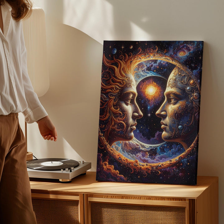 Cosmic Faces Canvas – Surreal Connection in Universe of Stars and Nebulae - Gifitto