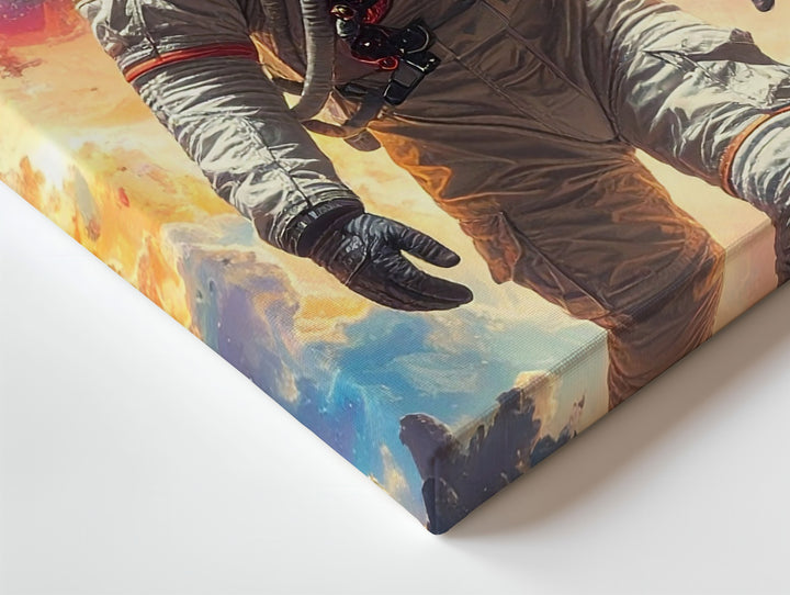 Lone Astronaut Exploration Canvas – Cosmic Dust Field & Vibrant Nebula - Gifitto